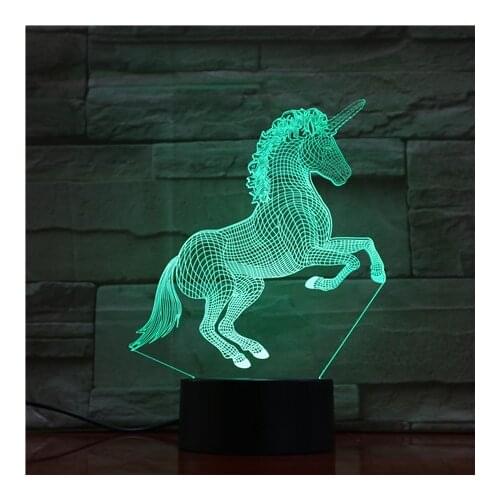 USB Powered Desk Lamp 3D Unicorn LED Night Light RGB Color Nightlight Atmosphere Party Home Decor Cute Gift for Kids Friends
