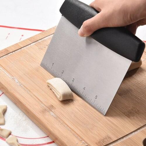 Stainless Steel Cake Scraper Pastry Cutters Cooking Dough Square with Scale Kitchen DIY Baking Decorating Tools Accessories