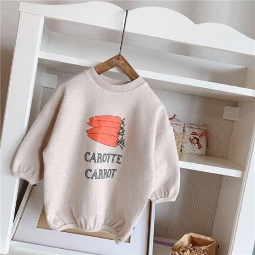 2020 New Autumn Baby Girls Fashion Sweatshirts Carrot Print Cotton Clothes for Toddler Kids Long Sleeve T Shirt Girls Pullovers
