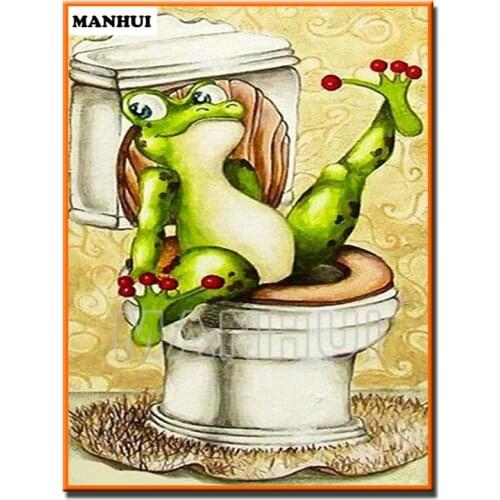 New Diy diamond painting Toilet frog Diamond Cross Stitch diamond painting mosaic crafts Home Decoration MH488
