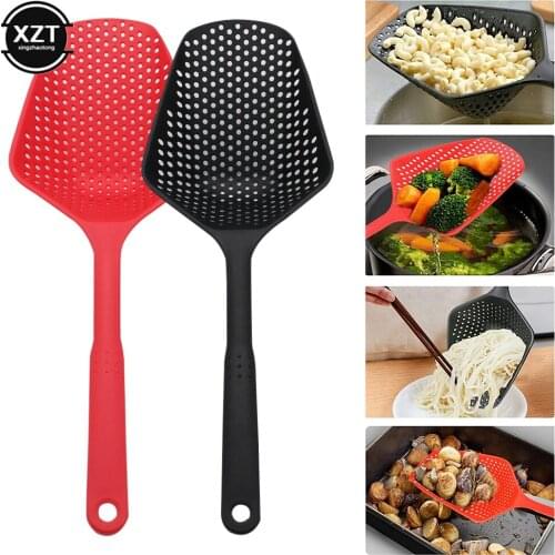 New Filter Cooking Shovels Vegetable Strainer Scoop Nylon Spoon Kitchen Accessories Nylon Strainer Scoop Colander Leaking Shovel