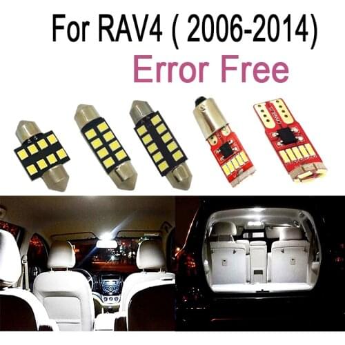 Perfect White 6pc LED bulb interior map light kit package For 2006-2014 Toyota RAV4 Light Kit