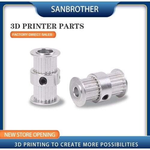 GT2 pulley type double head GT2 20 teeth 9mm width bore 5 & 8mm timing pulley for GT2 Timing belt 3D printer part gear