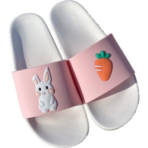 5588 Soft Girl Cute Cartoon Rabbit Sandals and Slippers Wear Student Casual Flat Slippers Female Summer Shoes