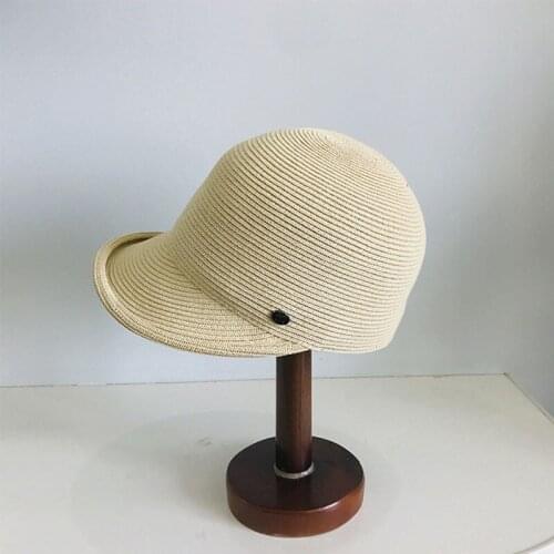 Womens Summer Hat Sun Protection Cap Female Baseball Cap Sun Hat Solid Color Sun Visor Curved Brim Beach Hat Foldable Straw Hat