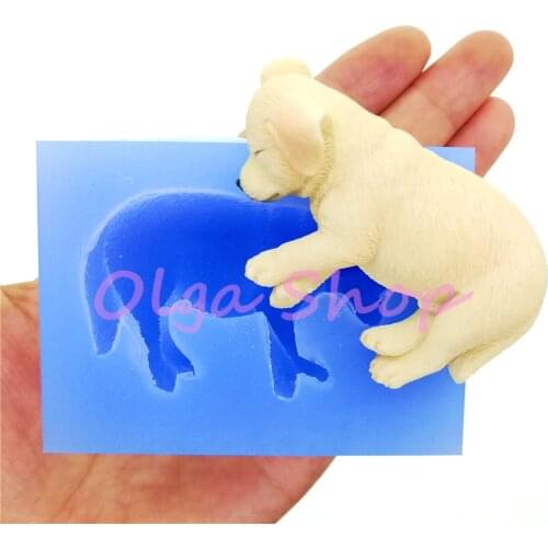 DYL800 58.9mm x 22.7mm Sleepping Dog Silicone Mold Sugarcraft Decoration Candy Resin Art Soap Candle Soap