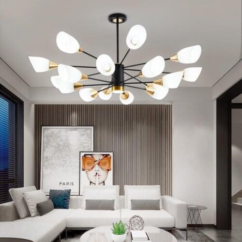 Nordic Chandelier Light Lampara Colgante Techo 6 Lights Black And Gold Bedroom Chandeliers Lighting 110V 220V For Kitchen Living