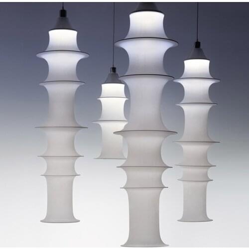 Nordic Silk Cloth Art Bamboo Pendant Light Creative Long Bamboo Lamp for Living Room Bedroom Interior Decoration Hanging Lamps