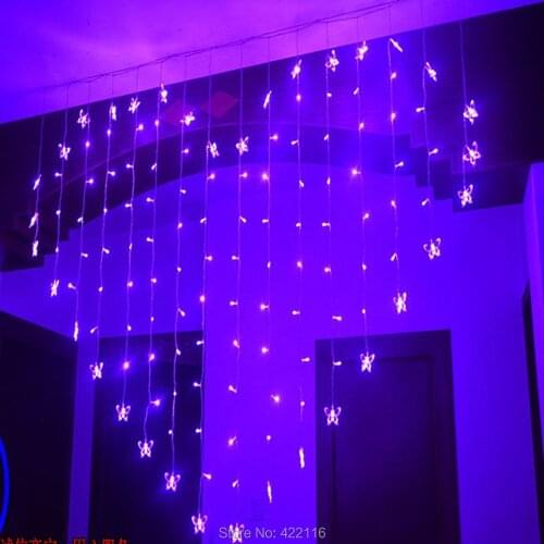 2x1.6m Heart Butterfly LED Curtain Icicle String Fairy Lights Holiday Christmas New Year Lights Outdoor Wedding Lights EU/AU/UK