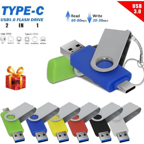 USB 3.0 pen drive 128GB OTG usb memory stick 64GB pendrive 512GB Type-C usb flash pen 256GB with Type-C adapter Custom logo
