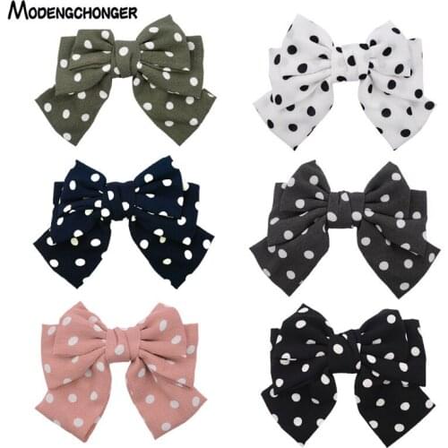 New Quality Big Large For Girls Hair Bow Sweet Dots Barrette Hair Clips Spring Clip Women Ponytail Hairgrips Hair Accessories