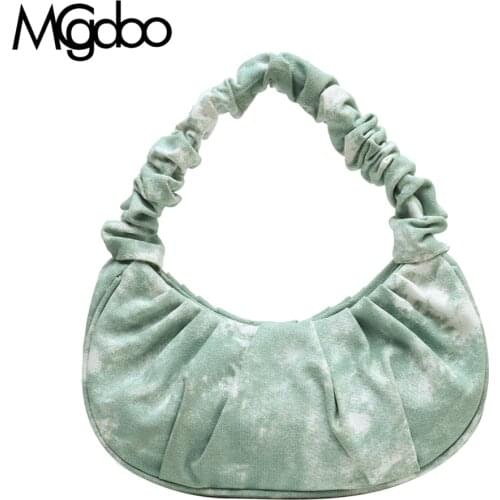 Mgcdoo Summer Pleated Handlebags For Women Canvas Cloud Bags Casual Armpit Bag Shopping Shoulder Bags 2021 Dumpling Handbags