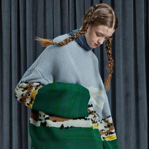 Womens Original design 2020 autumn and winter new warm Wool knit fabric loose lazy wind sweater