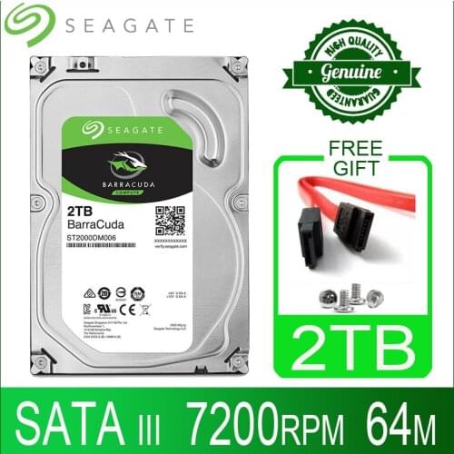 Seagate 2TB Hard Drive Disk HDD Desktop Internal HD 2000GB 2 TB Harddisk 7200RPM 64M 3.5" 6Gb/s Cache SATA III for PC Computer