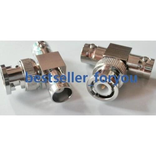 1X Brass Connector BNC Male To Two Female Jack Triple T In Series Adapter Connector 3 Way