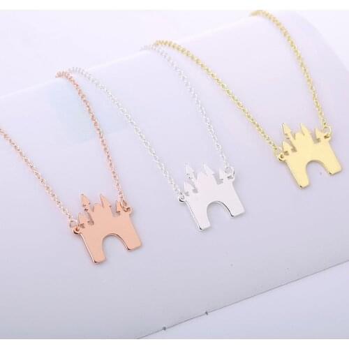 10pcs-New FASHION JEWELRY Exquisite castle Necklace Childs fairy tale Building pendant for fans Childrens day gift Wholesale