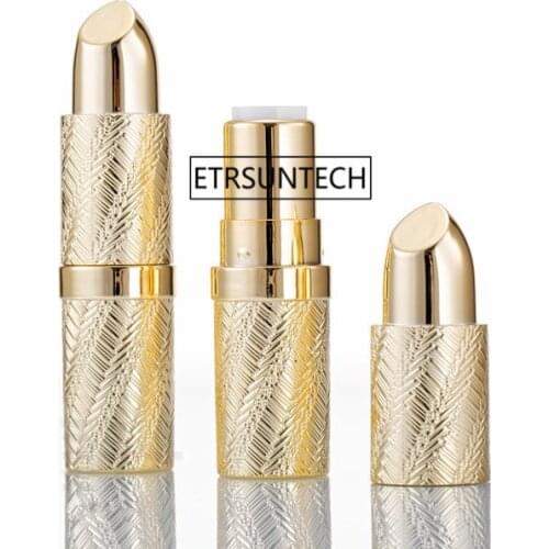 12.1mm Cosmetic Gold Lipstick Tube, Empty Beauty Makeup Lip Balm Refillable Bottle, Lip Rouge Container F2161