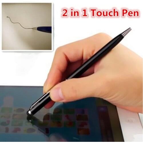 2 in 1 Mini Metal Capacitive Universal Tablets Touch Stylus Pen Microfiber Ball Pen For iPhone 5 6 7 Laptop Built-in Ballpoint