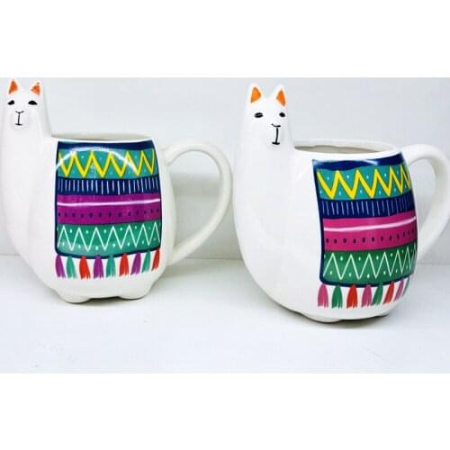 3D Alpaca Modeling Ceramic Mug Creative Personality Animal Lamb Water Cup Office Ceramic Coffee Cup Friends Birthday Gift 350ML