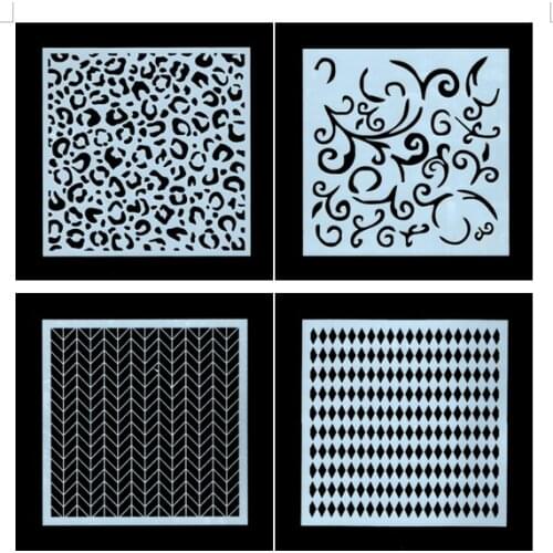 4pcs Leopard print Layering Stencils for Diy scrapbook/photo album Decorative Embossing coloring,painting stencil,home decor