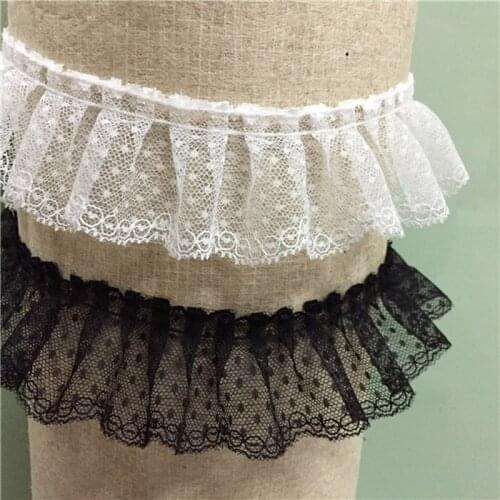 5 yards White/Black lace polyester mesh ganza trimming embroidery lace trim 5cm width-time