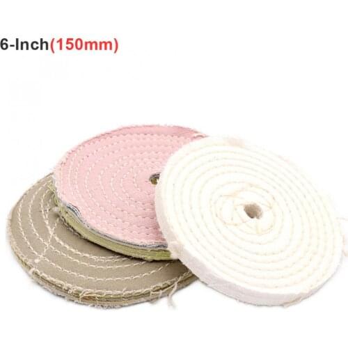 6 Inch Cotton Cloth Polishing Wheel Mirror Polishing Buffer Cotton Pad with 10mm Hole for Metal Polishing / Car Polishing NEW