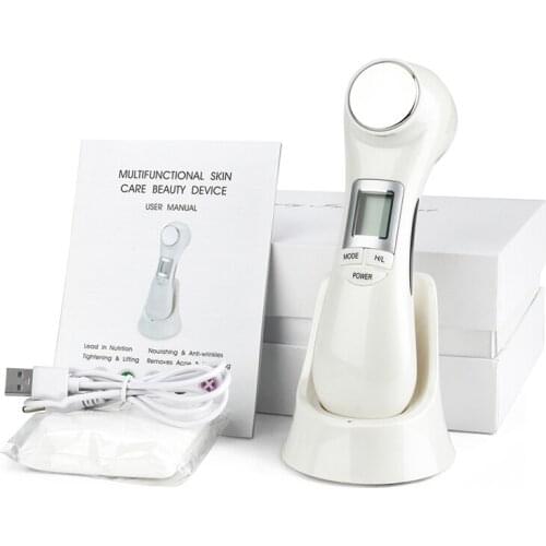 6 in 1 LED RF Photon Therapy Facial Skin Lifting Rejuvenation Vibration Device Machine EMS Ion Microcurrent Mesotherapy Massager