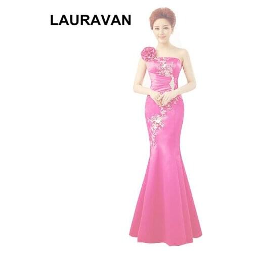 Satin 2020 new fashion arrival fuchsia purple blue mermaid bridal one shoulder engagement party dresses women formal prom gown