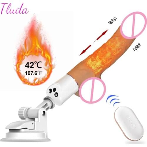 Automatic Telescopic Dildo with Suction Cup Remote Control G spot Heating Vibrator Realistic Big Huge Dildos Sex Toys for Women