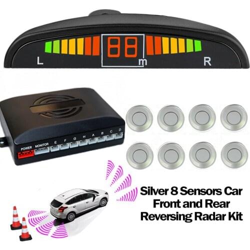 Car LED Parking Sensor Kit Front Rear 8 Sensors LED Display Reversing Radar Monitor System Buzzer Alarm For Auto Caravan RV