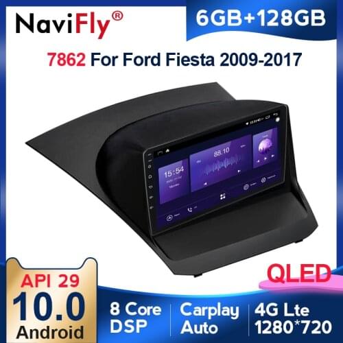 6GB+128GB Octa Core QLED 1280*720 Android 10.0 Car Radio Navigation GPS Player For Ford Fiesta Mk 6 2008 - 2019 No 2 Din DVD