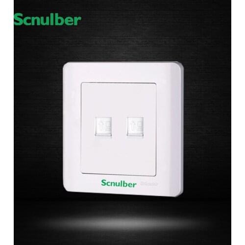 White one gang RJ11 telephone wall switch and RJ45 computer 8 wire socket