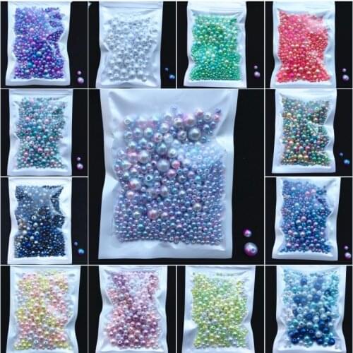 150-200Pcs/Pack Mix Size 3/4/5/6/8mm Beads With Hole Colorful Pearls Round Acrylic Imitation Pearl DIY For Jewelry Making Nail