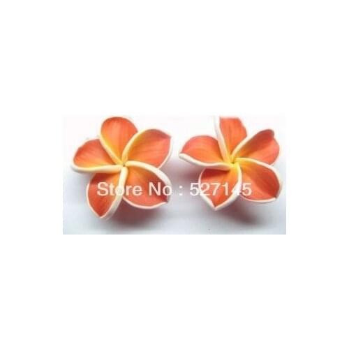 Free Shipping Polymer Fimo Clay Beads Frangipani Jewellery Finding for Craft DIY 3.0cm 60Pcs/Lot