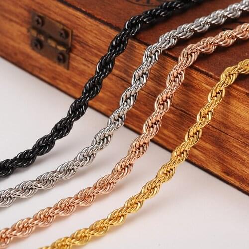 CubanChain Necklace Trendy copper 5MM Width gold black silver rose gold Rope Chain Necklace Bracelet Men boys Jewelry HipHopgift