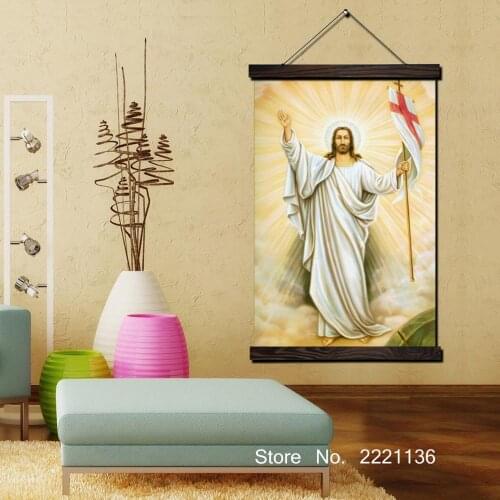 Jesus Say Hello To You Scroll Painting HD Wall Art Hanging Canvas Painting HD Printed Pictures for Living Room Decoration