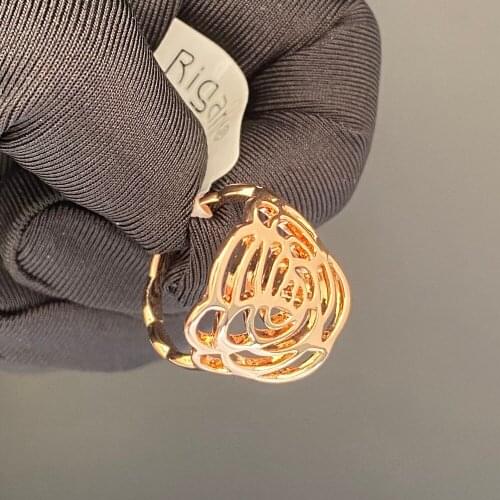 Rose Gold Color Rings for Women Fashion Hollow Flower Jewelry Romantic Big Wholesale Hot Sale Female Gift