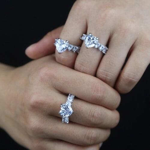 New Romantic Engagement Ring Fashion Jewelry 5A Heart Shaped Cubic Zircons CZ Bling Women Wedding Promise Rings Valentines gift