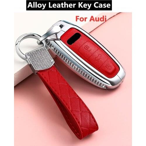 Leather pattern Alloy car key case cover Bag For Audi A6 C8 A7 A8 Q8 2018 2019 2020 car accessories durable car styling new