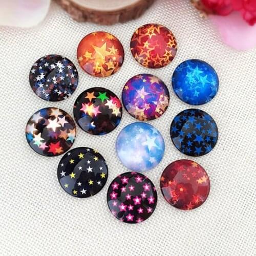 Beautiful Star Pattern Mixed Color Mosaic Printed Glass Half Round/Dome Cabochons for Jewelry Making Glass Mosaic Art