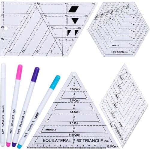 LMDZ 4pcs High-grade Multi-Function Acrylic Drawing Ruler Sewing Measuring Patchwork Yardstick Rulers School Office Supplies