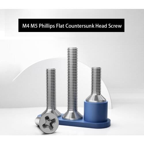 10PCS M4 M5 A2 304 Stainless Steel Phillips Flat Countersunk Head Screw Length 4-100mm