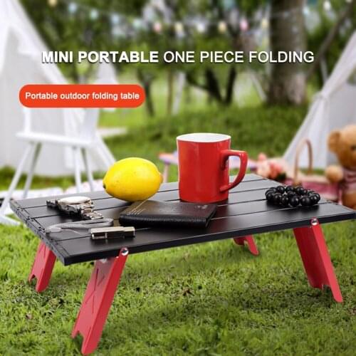 Mini Black Outdoor Aluminum alloy Folding Table Furniture Barbecue Camping Tent Household Bed Collapsible Computer Desk drop