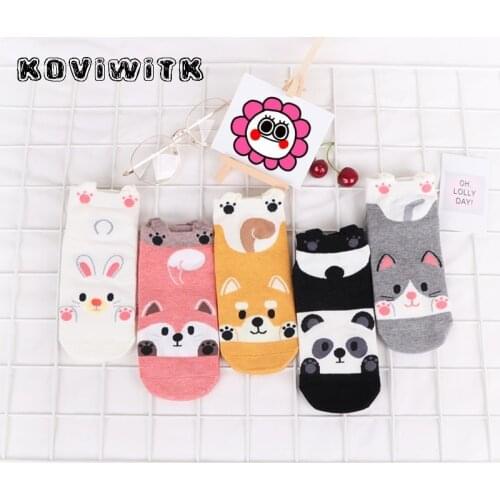 Fashion Cartoon Animal dog crew-Socks women Cotton lovely Bear/panda/Cat Foot Cute black Socks Funny Girl Harajuku Hosiery sock