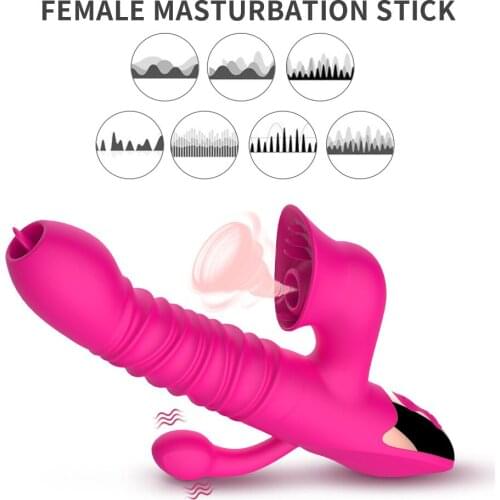 Strong USB Charge Oral Licking Clitoris Stimulate Masturbate Vibrator Sex Toys TelescopicTongue Dildo Vagina Vibrator For Women