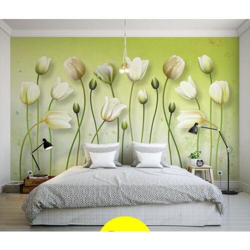 Latest Pure and fresh lilies painting 3d modern wallpaper murals,living room tv sofa wall children bedroom papel de parede