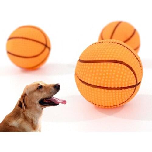 Professional Rubber Pet Dog Basketball Funny Kids Pet Dog Toy Squeaky Ball High Quality Pet Dog Cat Interactive Training Tools