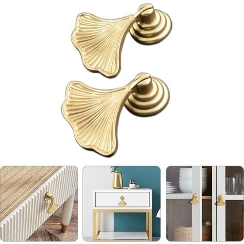 Simple Leaf Furniture Hardware Drawer Cupboard Single Hole Handle Shoe Cabinet Bedside Table Fan-shaped Single Hole Brass Handle