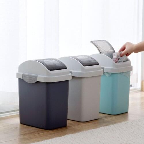 3 Color Rectangle Narrow Trash Can Rolling Cover Home Office Large Waste Bin Bathroom Kitchen Trash Paper Basket Home Decoration
