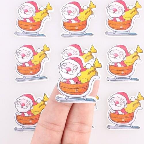 Christmas Gifts Decorative Button 2Hole Wooden Buttons for Scrapbooking Crafts DIY Children Clothing Sewing Decoration 100pcs E